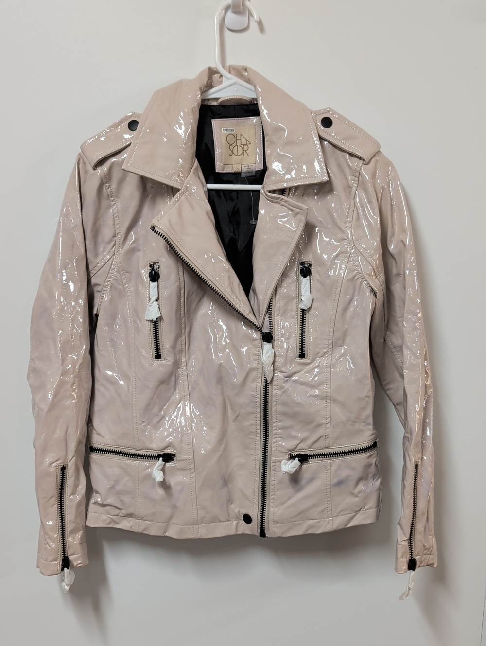 NWOT Chaser Patent Faux Leather Moto Jacket Size S